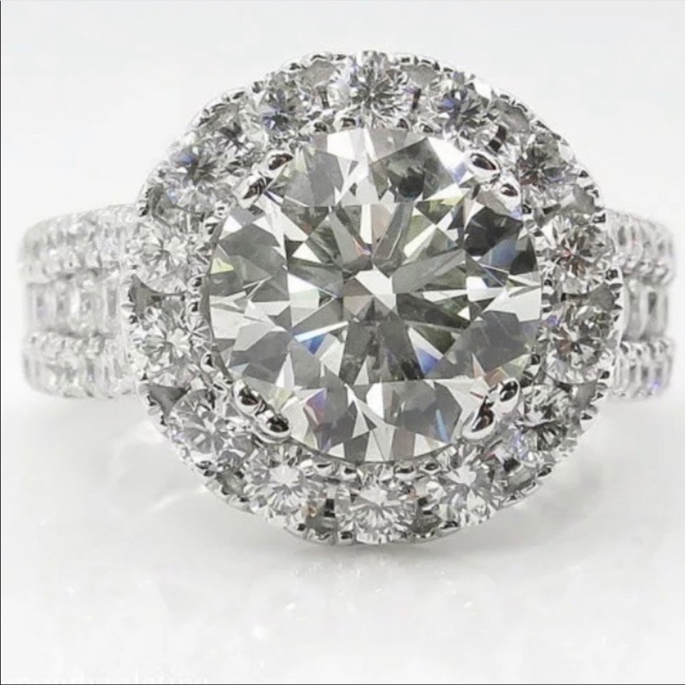 NEW 925 STERLING SILVER ROUND DIAMOND RING - Picture 2 of 7